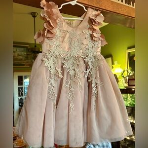 Trish Scully “Bianca” Dress Gold, Size 4T, NWT